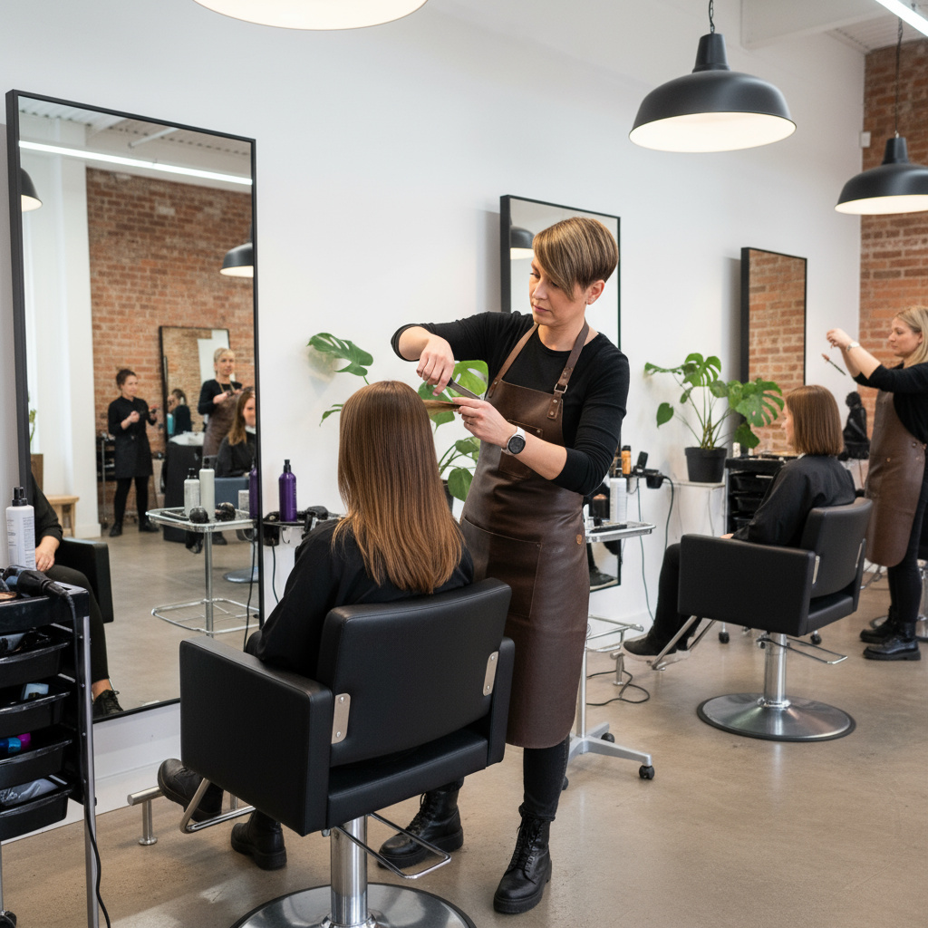 Moderner Haarschnitt im Salon