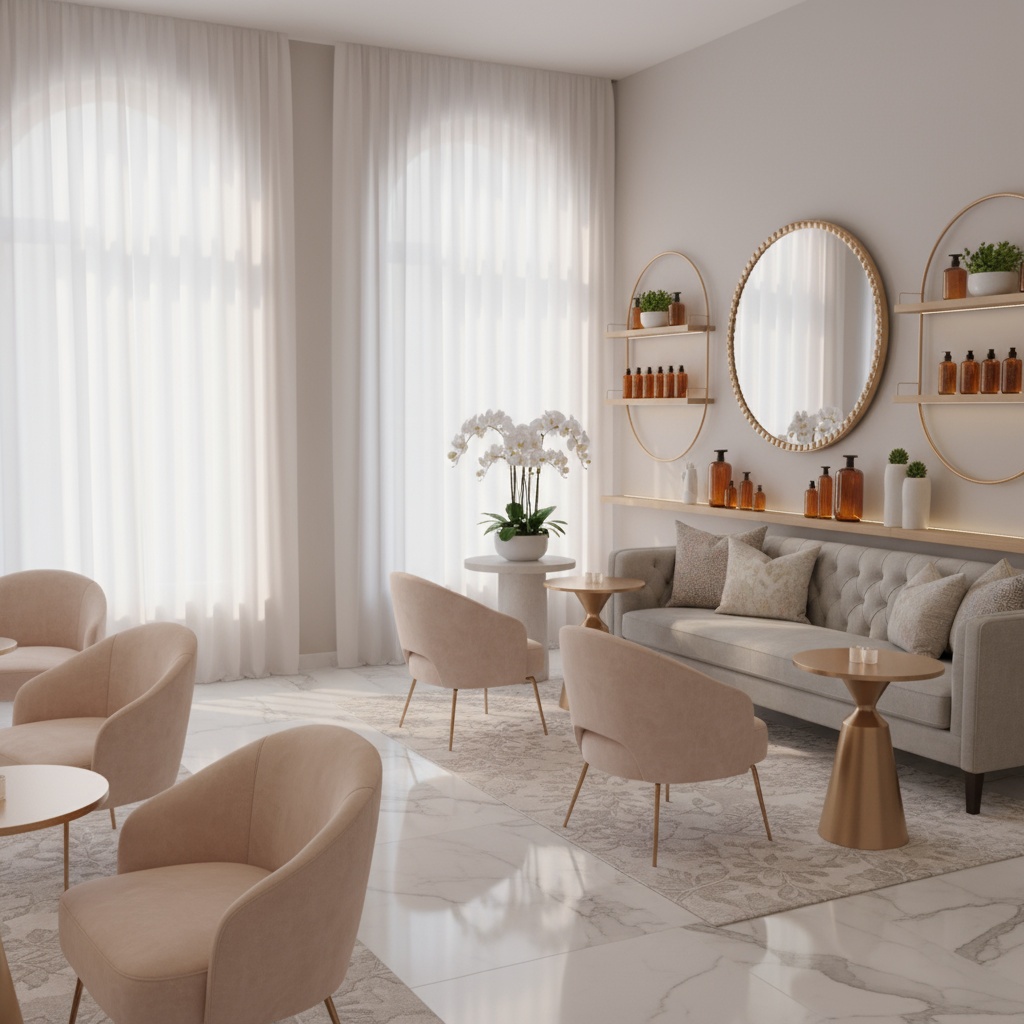 Elegantes Salon-Interieur mit sanfter Beleuchtung